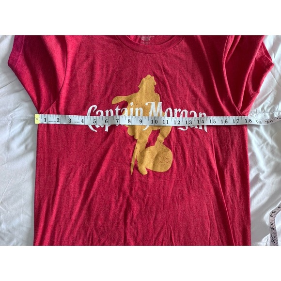 Captain Morgan Red Rum T Shirt Size Small Unisex Red Soft Light Weight Tagless - Picture 3 of 7